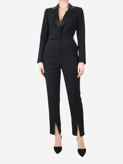 Black long-sleeved belted jumpsuit - size UK 8 Jumpsuits self-portrait 