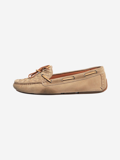 Neutral suede boat shoes - size EU 38.5 (UK 5.5) Flat Shoes Bottega Veneta 