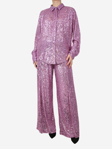 Tom Ford Pink sequin embellished shirt and trouser set - size UK 12