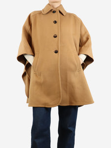 ME+EM Camel wool-blend poncho coat - size S