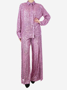 Tom Ford Pink sequin embellished shirt and trouser set - size UK 12
