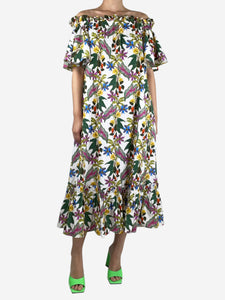 Borgo De Nor Multi off-shoulder floral printed midi dress - size UK 8