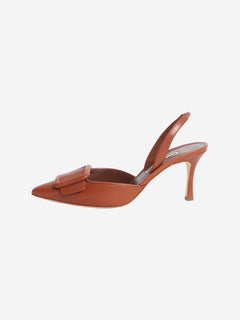 Brown leather slingback heels - size EU 40 (UK 7)