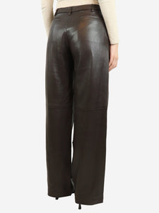 Iro Dark brown belted leather trousers - size UK 8