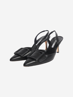 Black leather slingback heels - size EU 40 (UK 7)