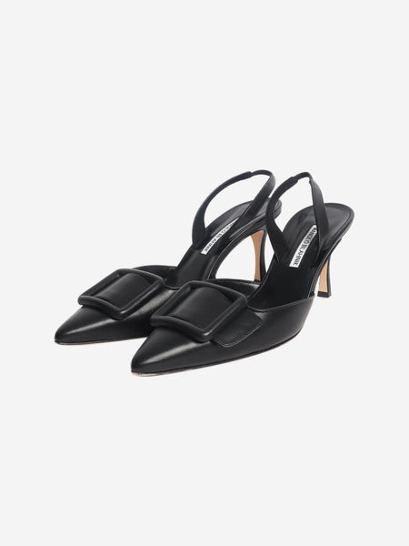Black leather slingback heels - size EU 40 (UK 7) alternate image