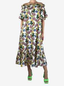 Borgo De Nor Multi off-shoulder floral printed midi dress - size UK 8