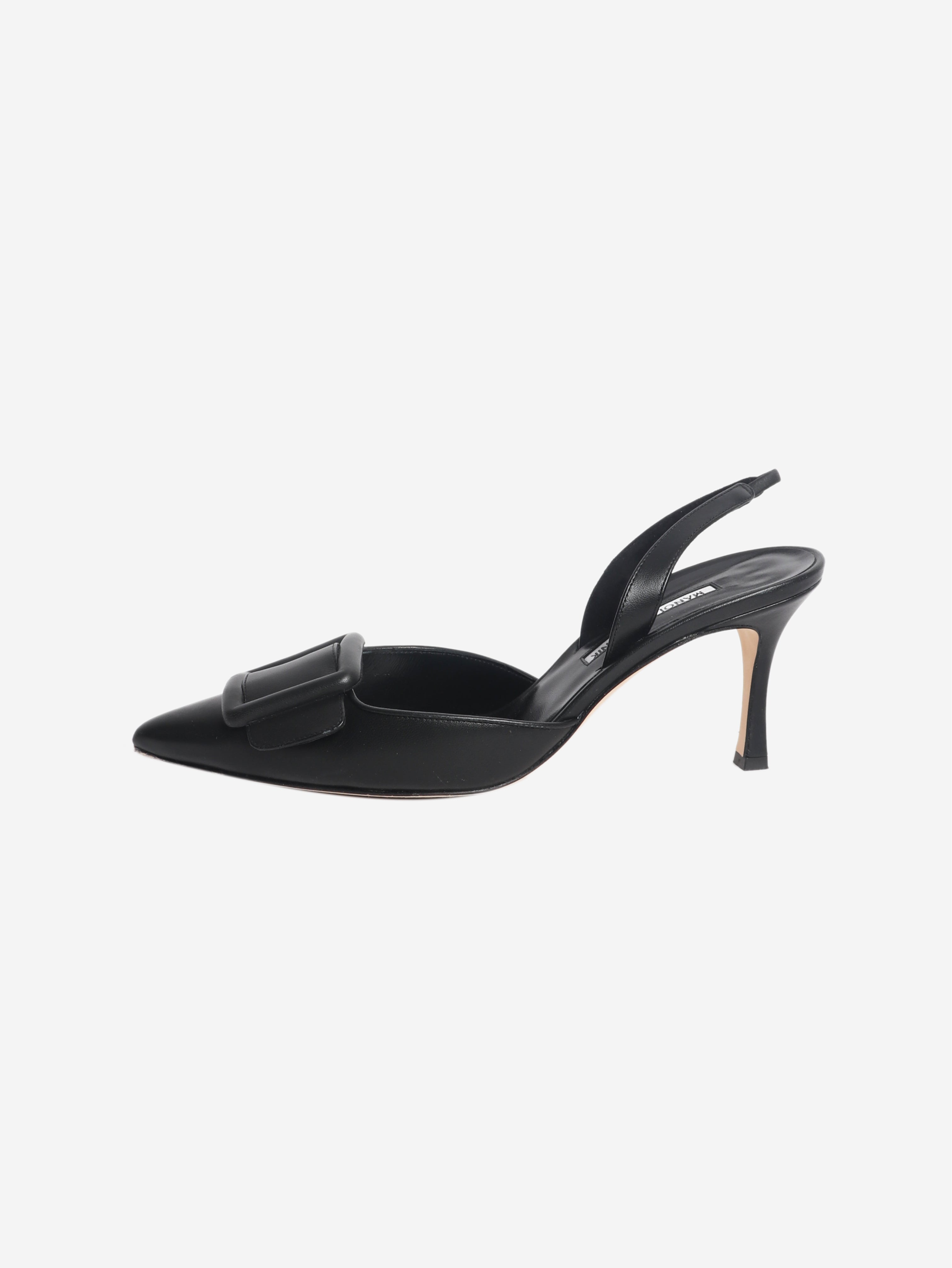 Black leather slingback heels - size EU 40 (UK 7)