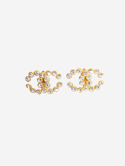 Gold rhinestone gold CC clip on earrings Earrings Chanel 