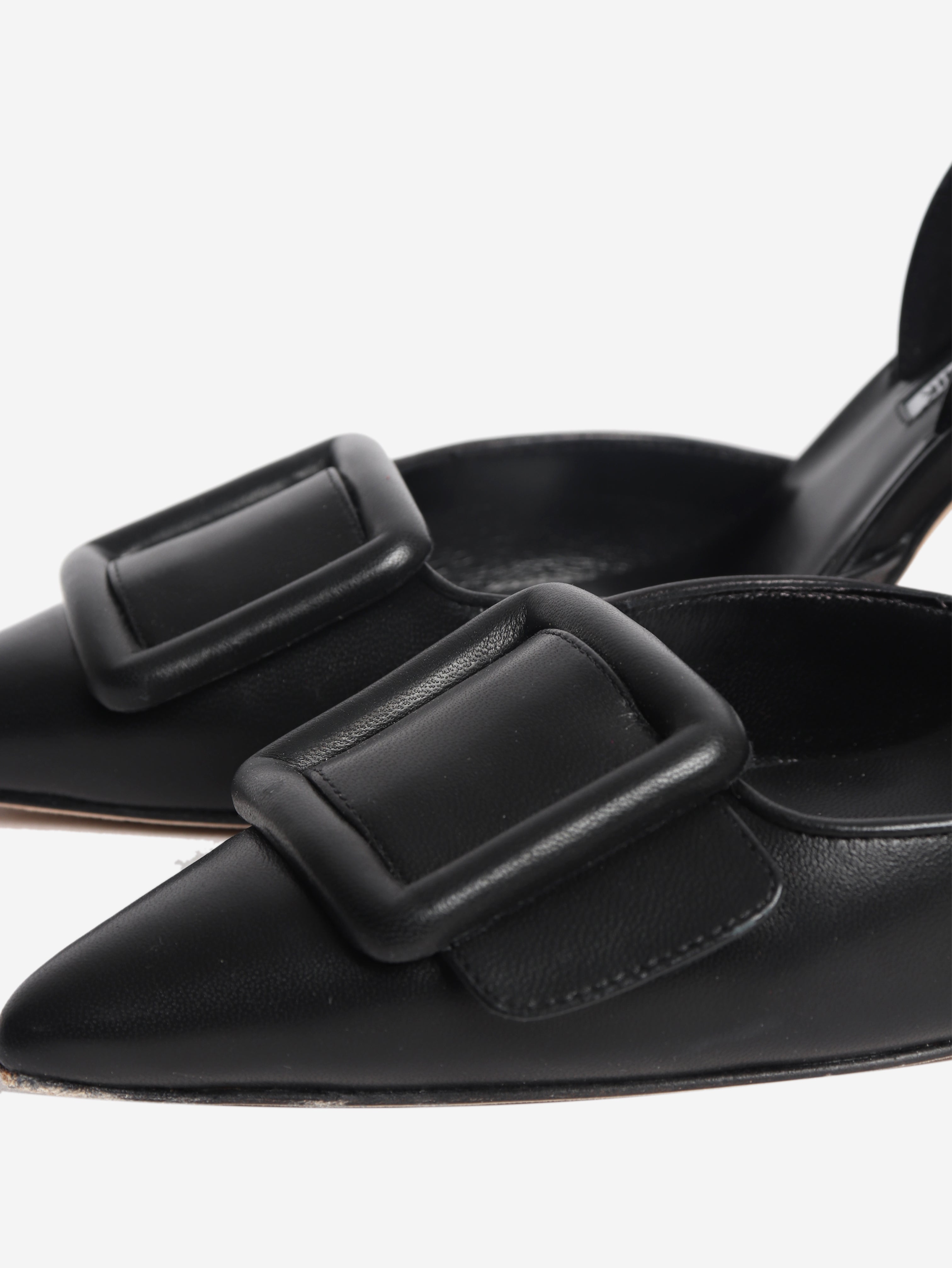 Black leather slingback heels - size EU 40 (UK 7)
