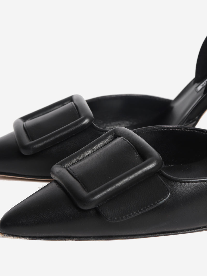 Black leather slingback heels - size EU 40 (UK 7)