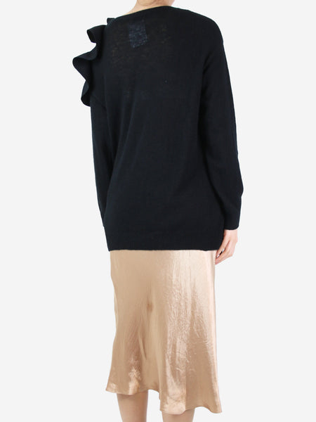 Black v-neck ruffled jumper - size S alternate image