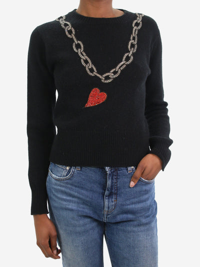 Black heart and chain sequin-embellished jumper - size XS Knitwear Gucci 