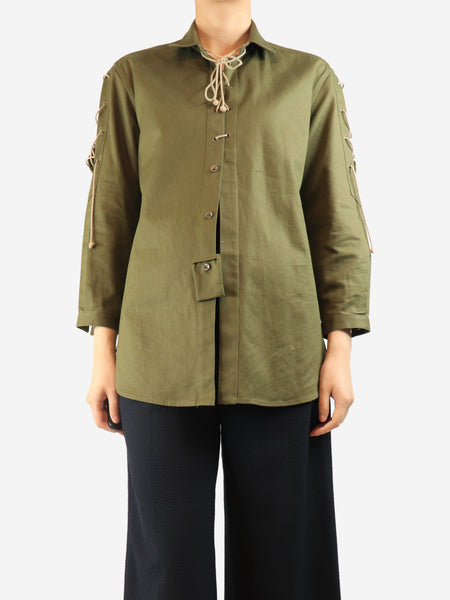 Olive lace-up shirt - size UK 10 product image