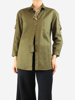 Olive lace-up shirt - size UK 10 Tops Saint Laurent 