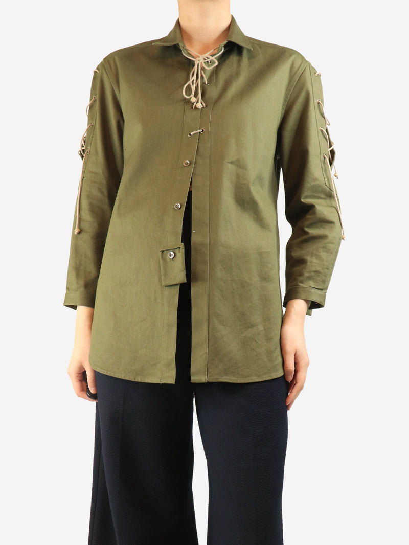 Olive lace-up shirt - size UK 10 Tops Saint Laurent 