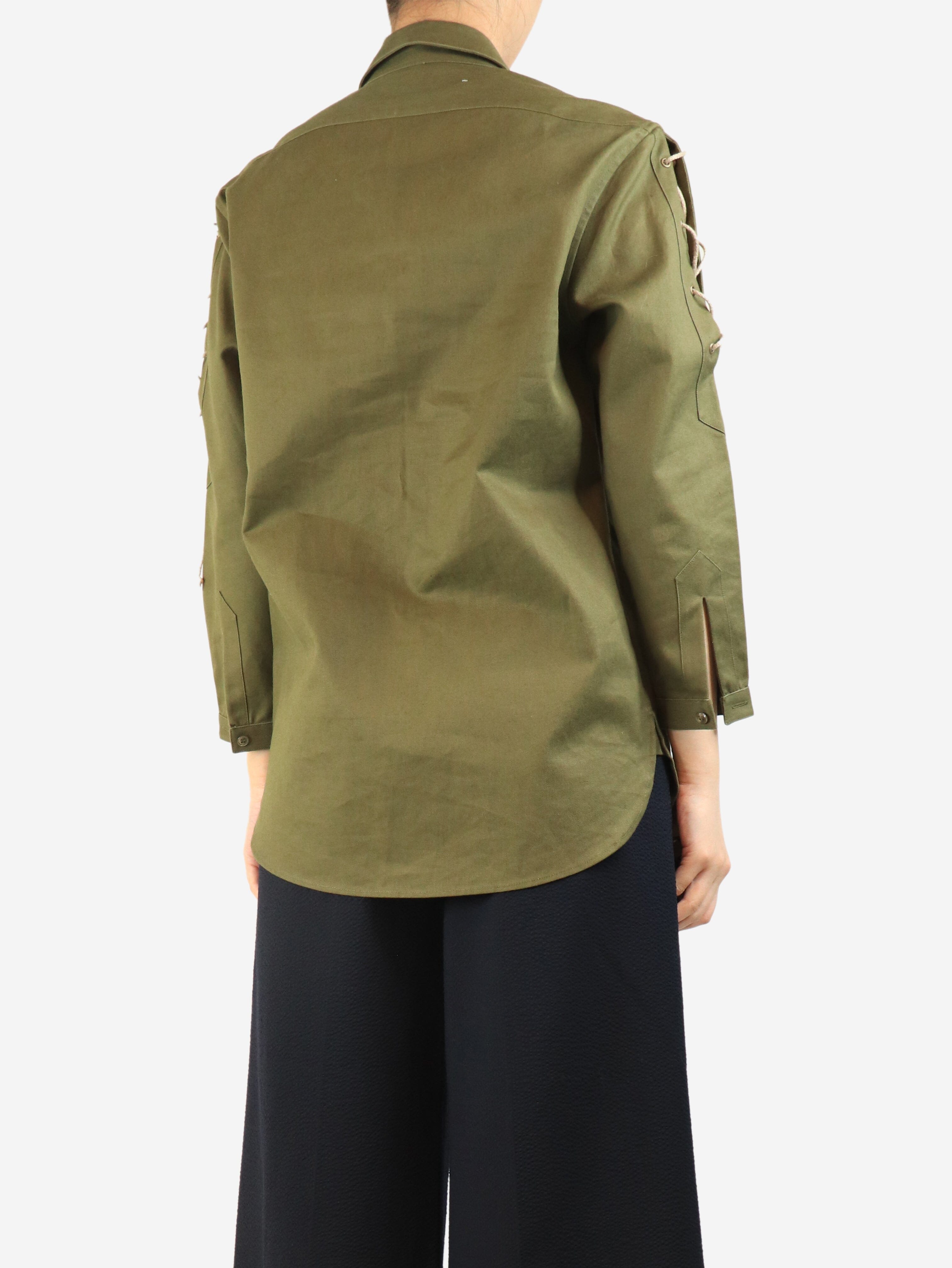 Olive lace-up shirt - size UK 10 Tops Saint Laurent 