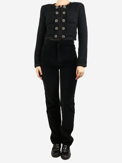 Black velvet straight-leg trousers - size S Trousers Wrong Generation 