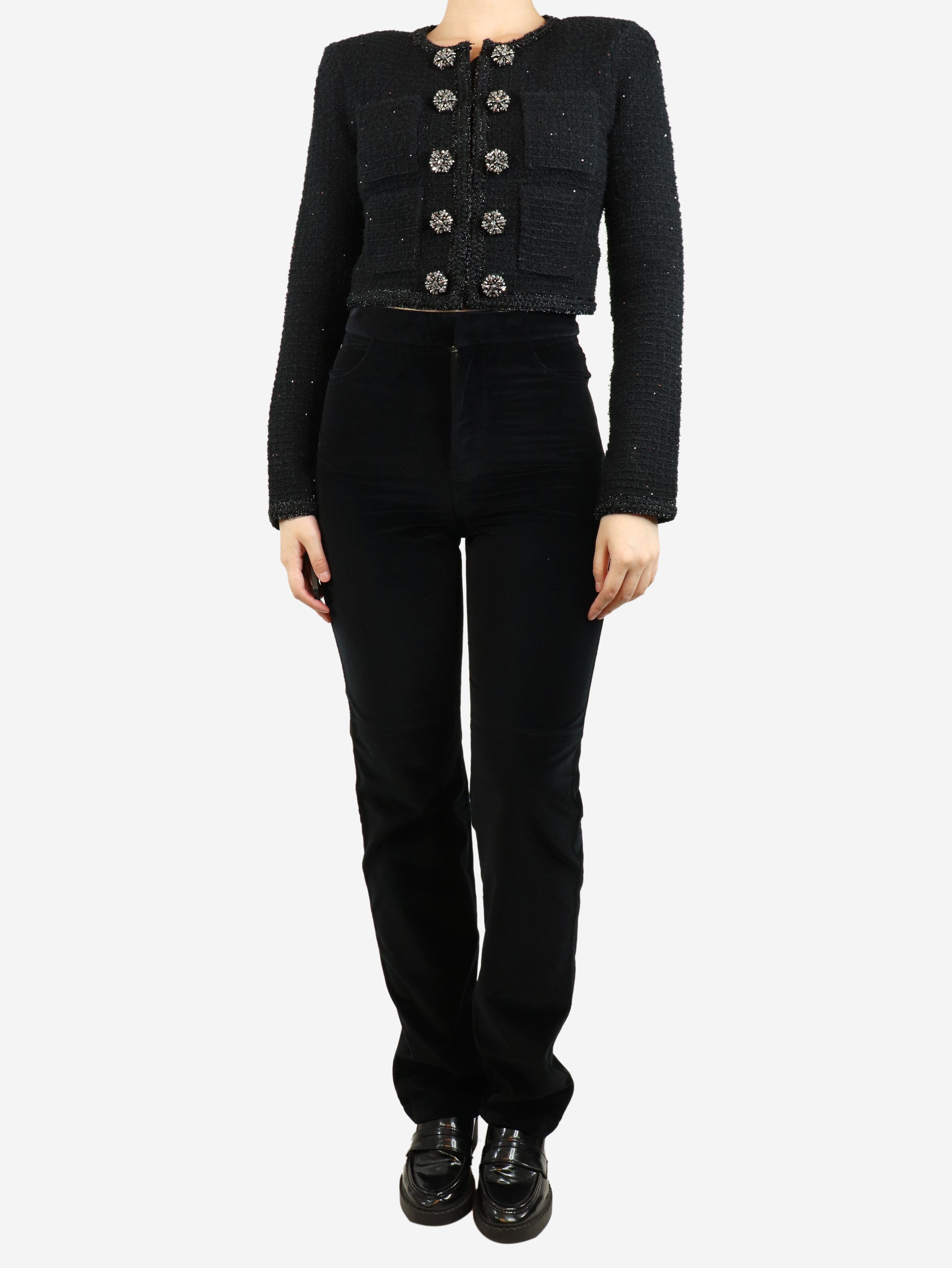 Black velvet straight-leg trousers - size S Trousers Wrong Generation 