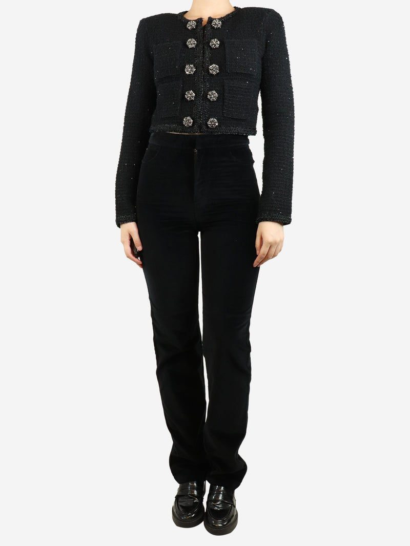 Black velvet straight-leg trousers - size S Trousers Wrong Generation 