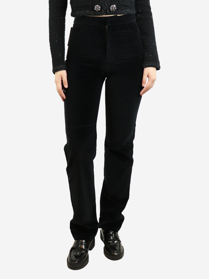 velvet straight leg trousers