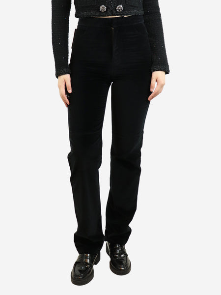 Black velvet straight-leg trousers - size S product image
