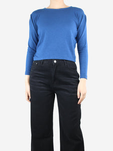 Loro Piana Blue long-sleeved knit cropped top - size M