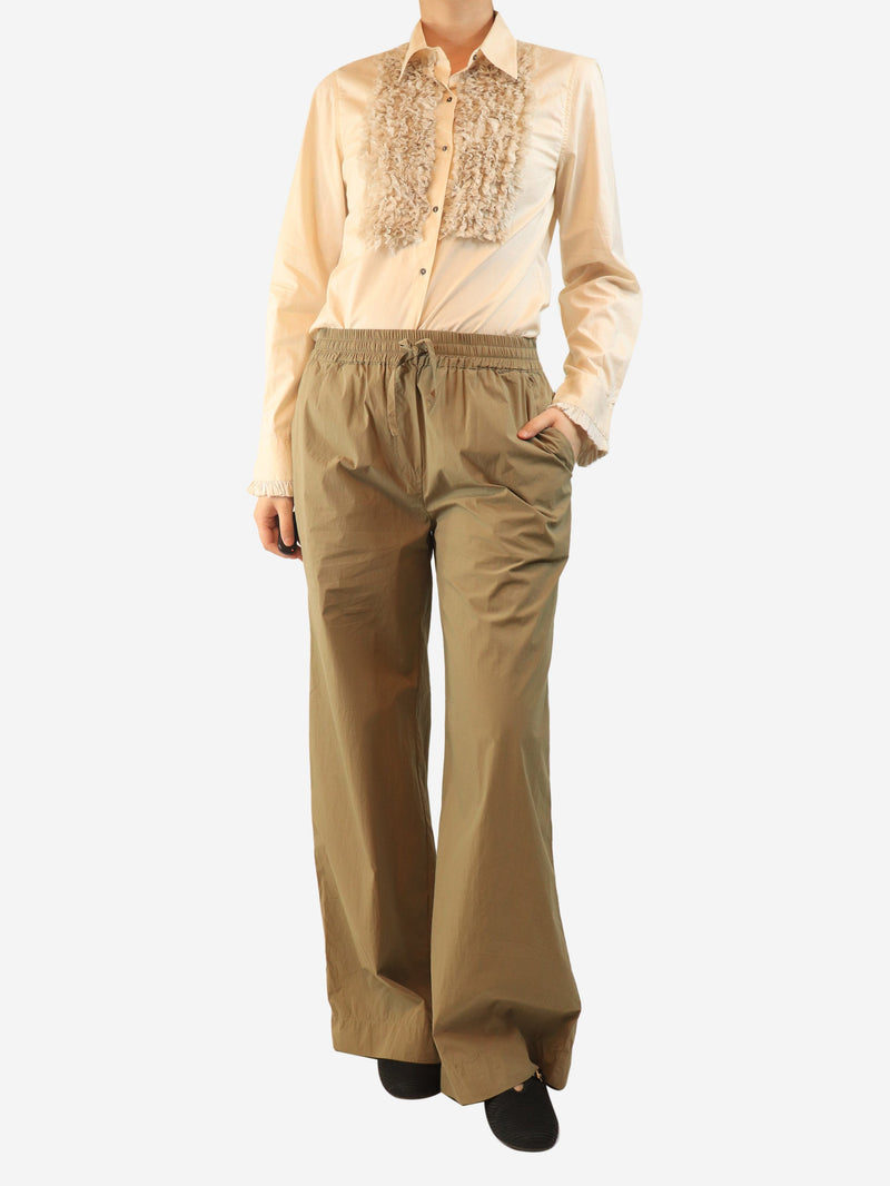 Neutral elasticated taffeta trousers - size M Trousers P.A.R.O.S.H 
