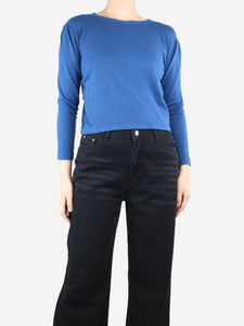 Loro Piana Blue long-sleeved knit cropped top - size M