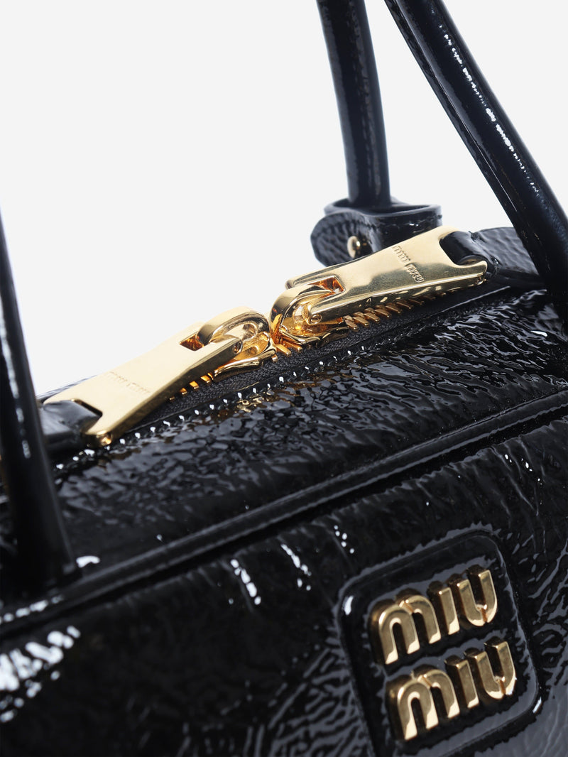 Black Beau patent top handle bag Top Handle Bags Miu Miu 