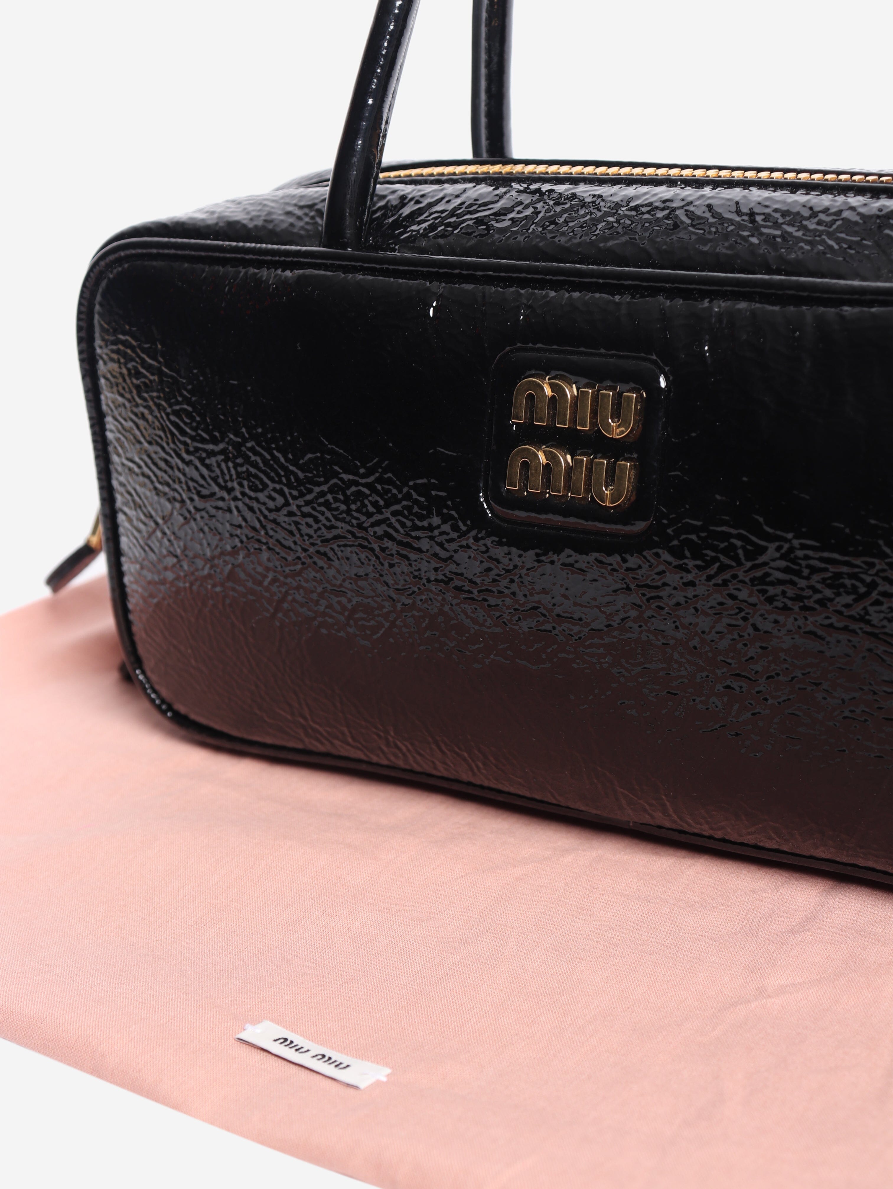 Black Beau patent top handle bag Top Handle Bags Miu Miu 
