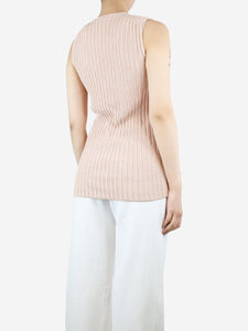 Chanel Pink sleeveless ribbed knit top - size UK 8