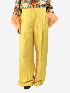Yellow crinkled trousers - size M Trousers Dries Van Noten 