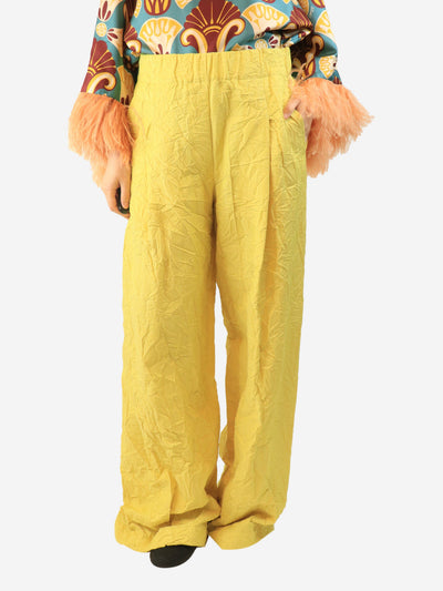 Yellow crinkled trousers - size M Trousers Dries Van Noten 