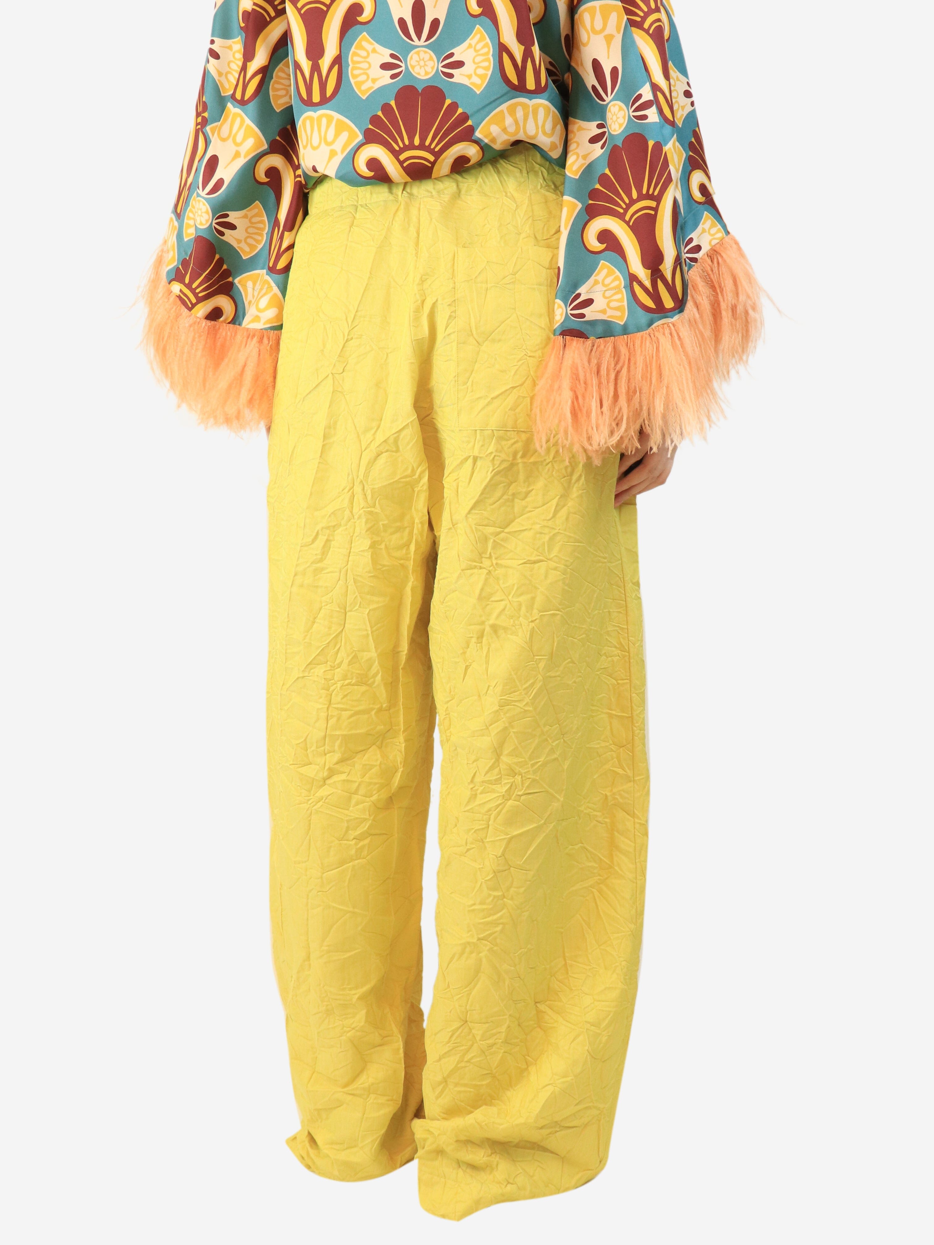 Yellow crinkled trousers - size M Trousers Dries Van Noten 