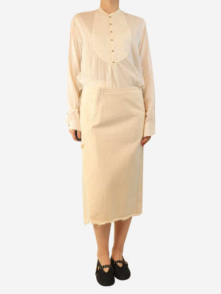 Cream denim midi skirt - size UK 12 alternate image