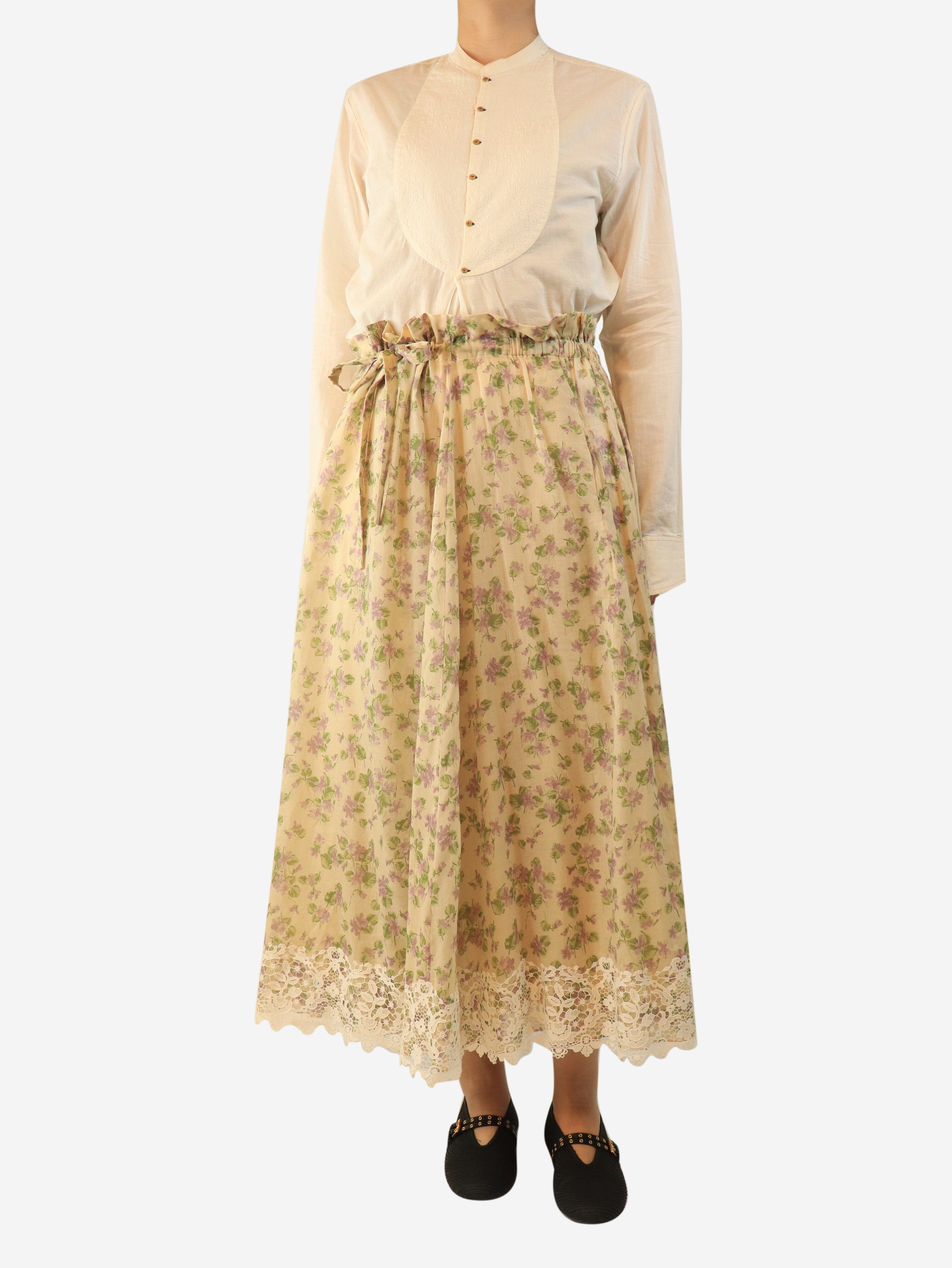 Cream floral lace-trimmed midi skirt - size UK 12 Skirts Dior 