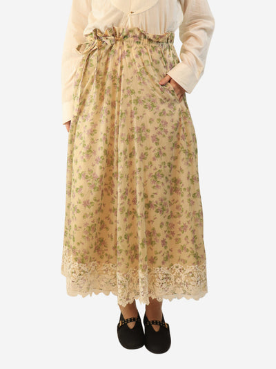 Cream floral lace-trimmed midi skirt - size UK 12 Skirts Dior 