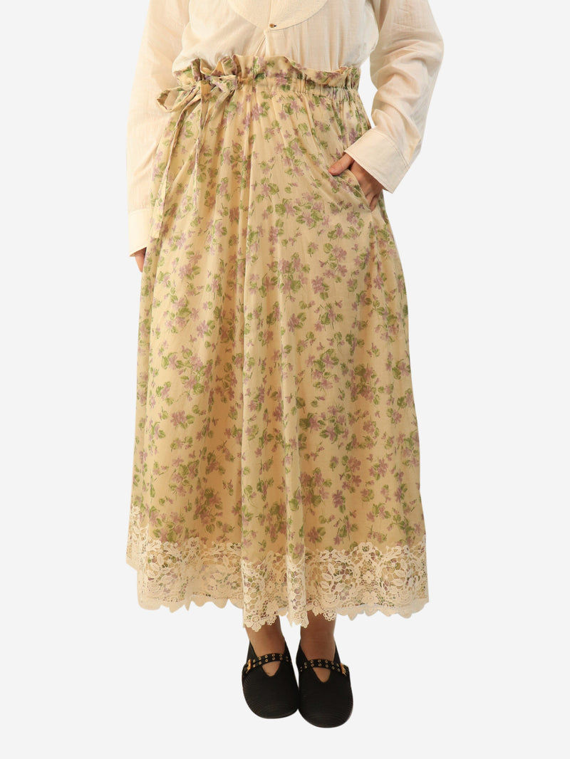 Cream floral lace-trimmed midi skirt - size UK 12 Skirts Dior 