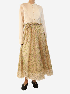 Cream floral lace-trimmed midi skirt - size UK 12 Skirts Dior 