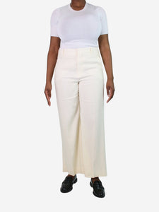 Chloe Cream straight-leg linen-blend trousers - size FR 42