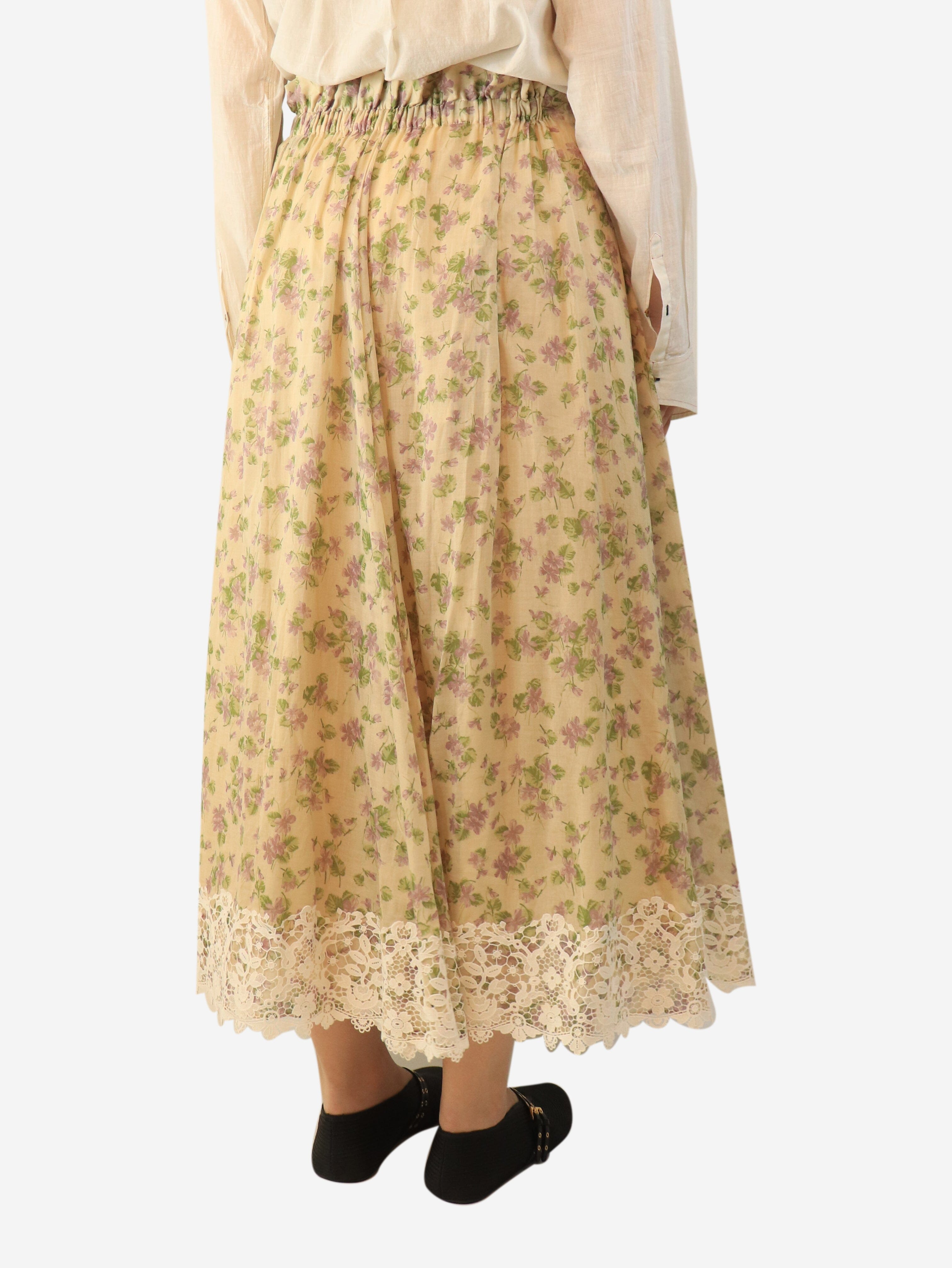 Cream floral lace-trimmed midi skirt - size UK 12 Skirts Dior 