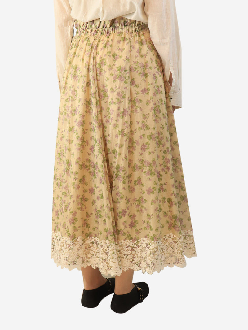Cream floral lace-trimmed midi skirt - size UK 12 Skirts Dior 