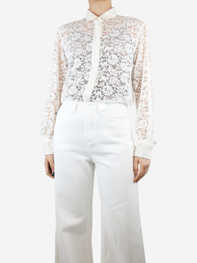 White floral lace shirt - size UK 12
