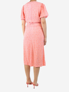 Faithfull The Brand Pink floral button-down wrap dress - size UK 12