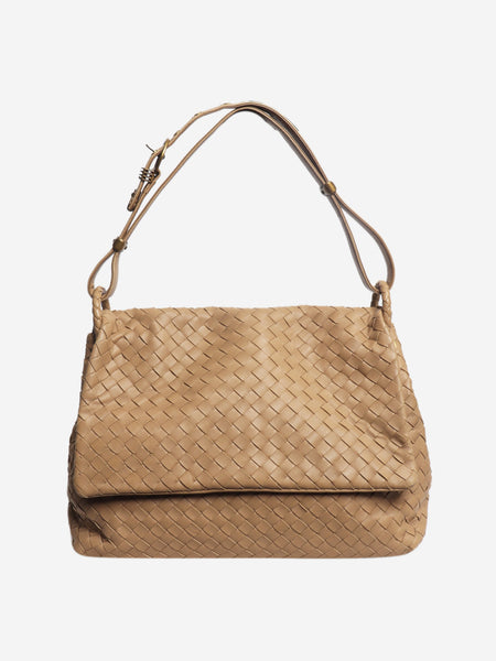 Beige Giorno intrecciato shoulder flap bag product image