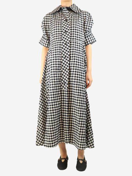 Black gingham midi dress - size M product image