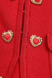 Self Portrait Red Heart-buttoned knit cardigan - size S