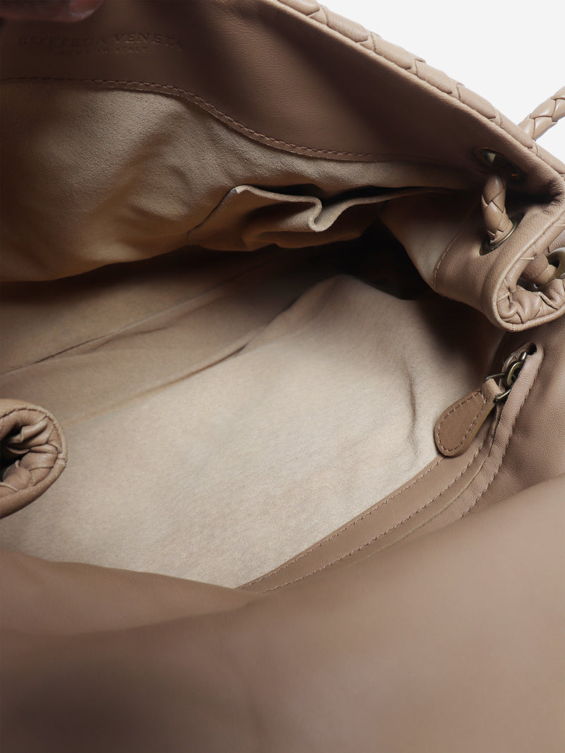 Beige Giorno intrecciato shoulder flap bag