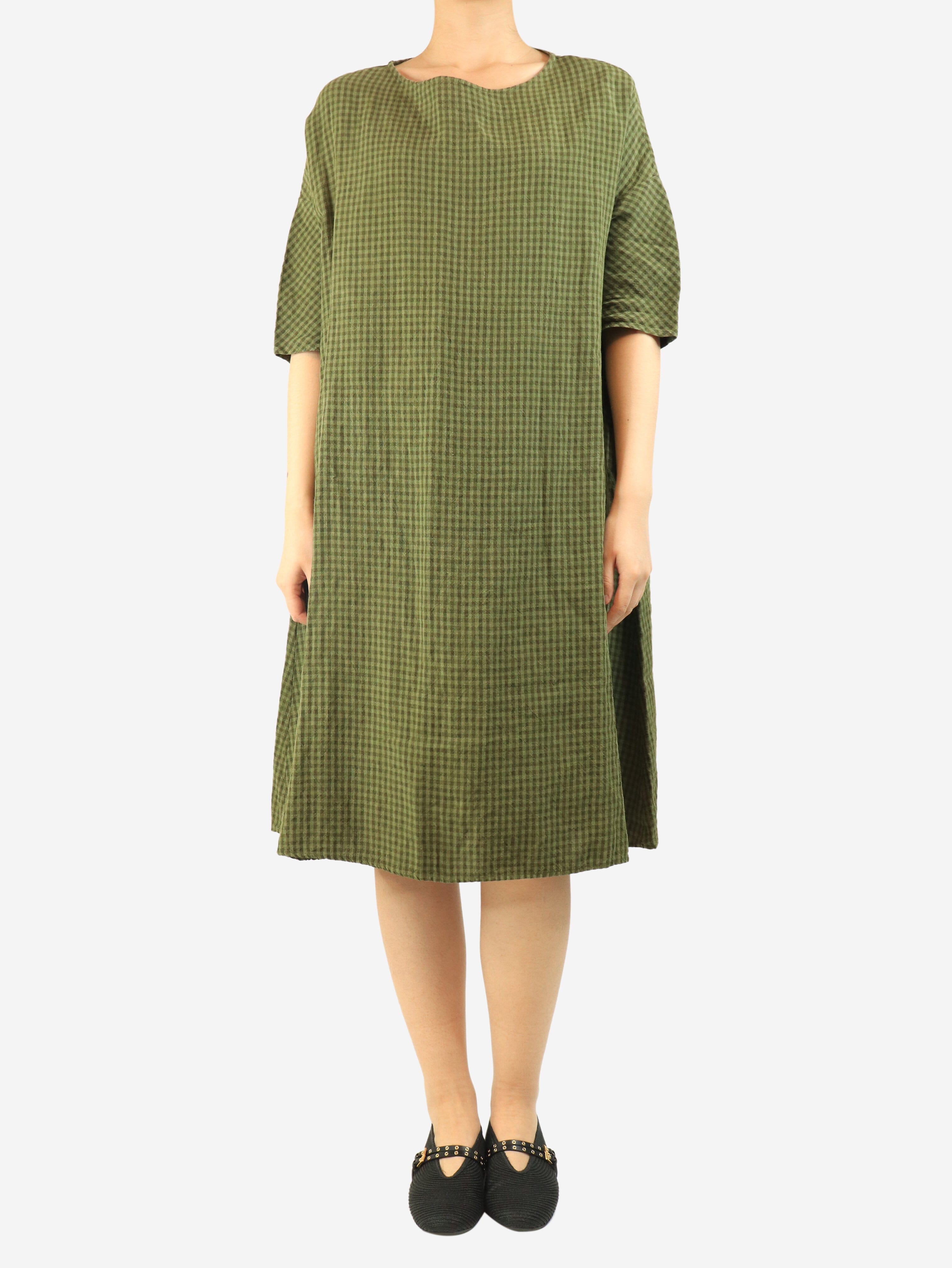 Green gingham midi dress and coat set - size S Sets Apuntob 